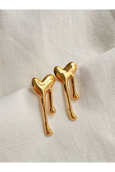 YOUES JEWELRY Gold Colored Flowing Heart Pinterest Women's Earrings