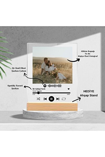 VEBUDUR Sevgililer Gününe Özel Spotify Barkodlu Plak, Kişiye Özel Doğum Günü Hediyesi