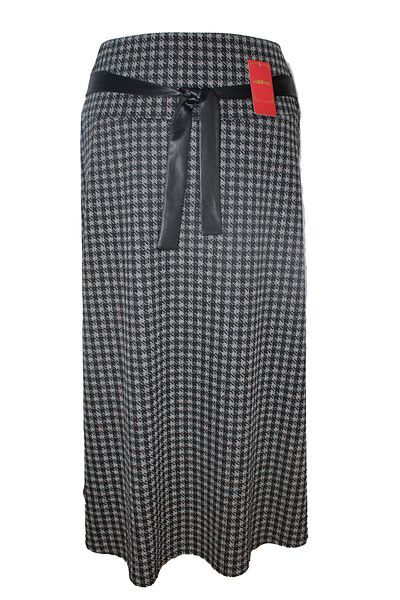 HESNA Γυναικεία Belda Filter Texture Houndstooth Flared Stone Beige εποχιακή φούστα