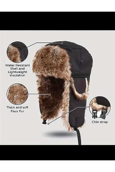 Betülce Furry Russian Ski Hat (Trapper Pilot Hat) (Unisex)