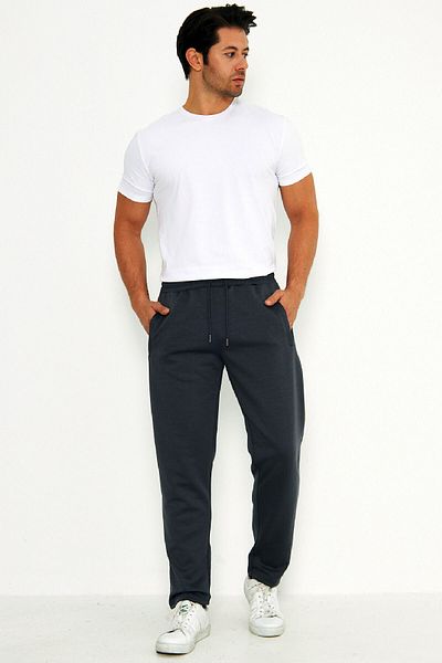 Jomax Men's Anthracite Straight Leg Pocket Elastic Waist High Waist Modal Scuba Sports Sweatpants Edy0010A