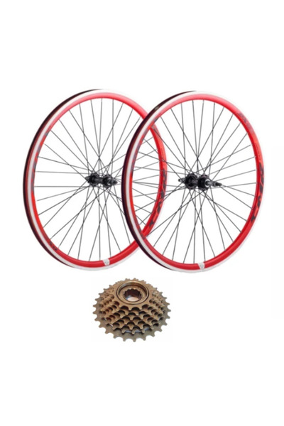HSGL Bisiklet 26 Mtb Kırmızı Çift Kat V Fren 36 D Jant 7 Li Ruble Seti Hazır ...
