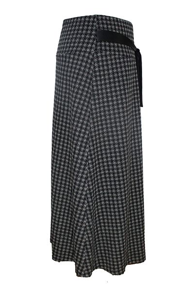 HESNA Γυναικεία Belda Filter Texture Houndstooth Flared Stone Beige εποχιακή φούστα