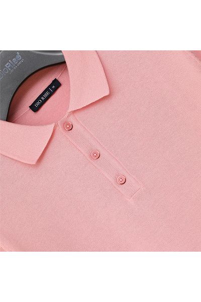 Dio Rise Men's Raffless Long Sleeve Slim Polo Neck Sweater - 180540   - Pink