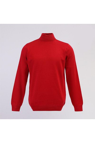 Dio Rise Men's Raffless Long Sleeve Thin Turtleneck Sweater - 180538   - Red