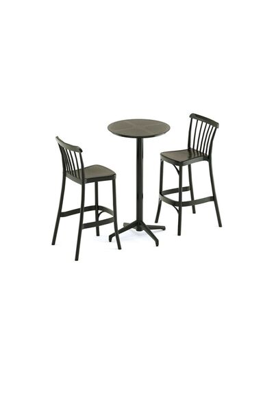 Bintaş Mobilya Siyah 2 Kişilik Dış Mekan Bahçe Bistro Bar Masa Sandalye Takım...