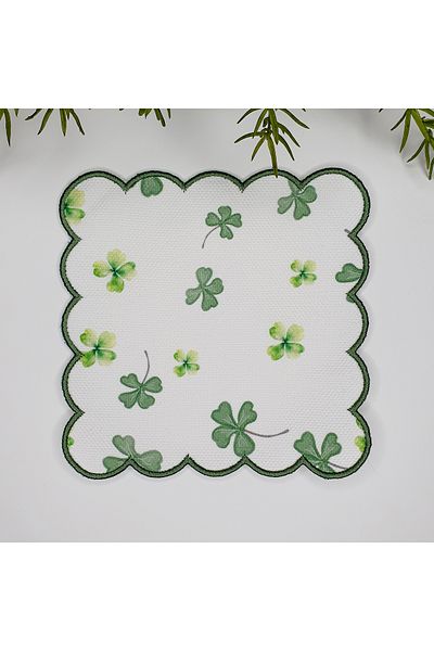 DECO Clover Patterned Embroidery Cocktail Napkin - Water Color, 1 Piece