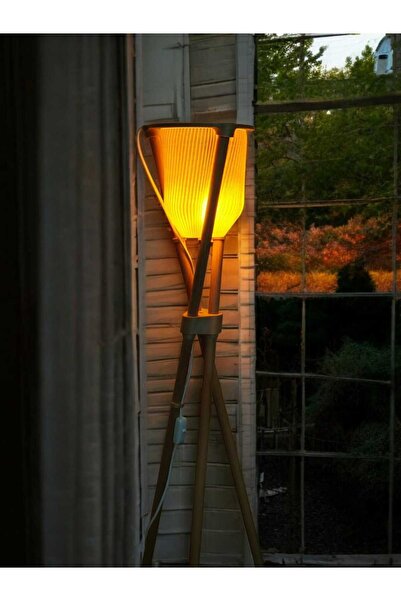 Genel Markalar Natura Ahşap Ayaklı Modern Tripod Lambader, 3 Boyutlu Yazıcı ile Üretilen Doğa Dostu Şık Aydınlatma