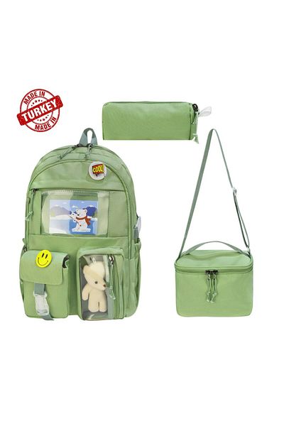 Alanç Gift Geantă personalizată pentru școala primară în stil coreean cu accesorii Rucsac ortopedic verde pentru fete Suport stilou pentru nutriție