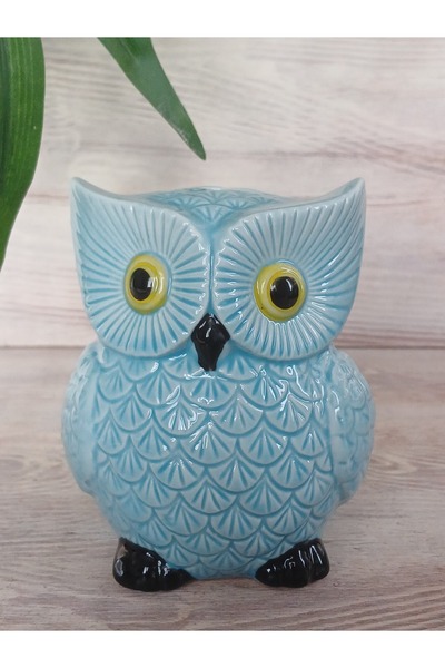 Firuze Hediyelik Baykuş Temalı Seramik Dekoratif Kumbara,Baykuş Dekor Biblo.