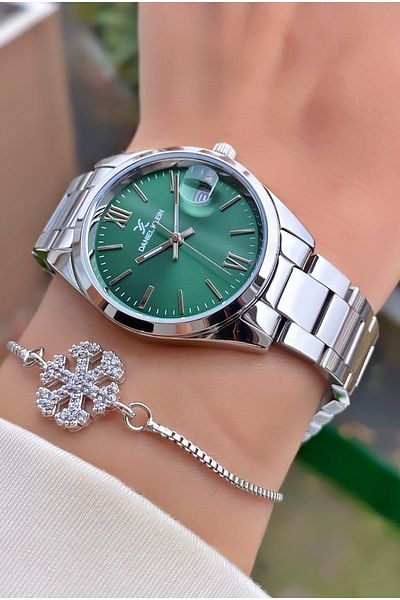 Daniel Klein Rose Brand Silver Women's Wristwatch and Bracelet Gift