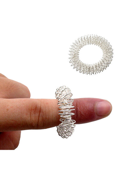 666 Batmayan İğneli Reiki Sujok Yüzüğü Masaj Stres Esnek Yaylı Akupunktur Yüz...