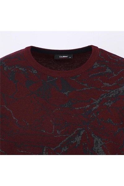 Dio Rise Men's Raffless Long Sleeve Slim Crew Neck Sweatshirt - 180978   - Dark Burgundy