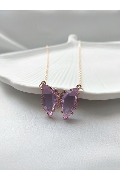 Alexis Carrel قلادة فراشة زجاجية من حجر الزركون