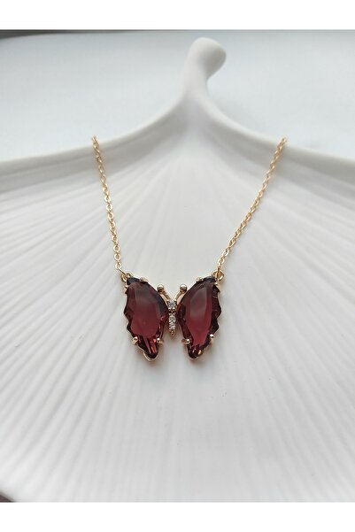 Alexis Carrel Zirkon Taşlı Cam Kelebek Kolye