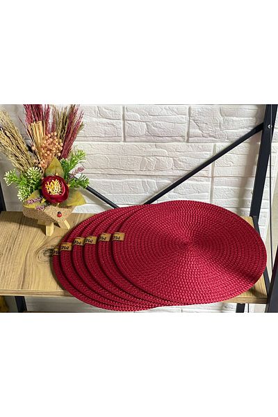 Metasupla 6 Pieces Red Jute Plates / American Service Lux Presentation Plates