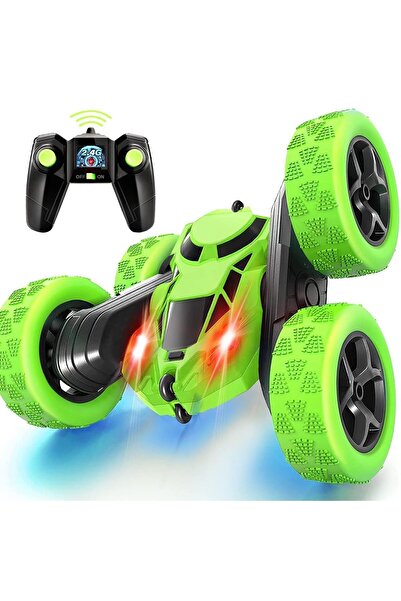 OVATEX Uzaktan Kumandalı Işıklı Şarjlı 2.4 Ghz Yeşil Kırılmaz Akrobat Araba