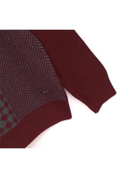 Dio Rise Ανδρικό πλεκτό πουλόβερ με μακρυμάνικο ζιβάγκο - 189034   - Σκούρο μπορντό