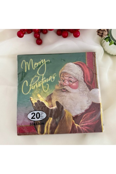 takı tutkum Santa Claus Patterned New Year's Napkin - 20Pcs Merry Christmas