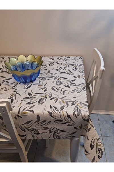 Başak Ev Tekstili Fiber Pvc Oilcloth - Patterned Erasable Tablecloth (Grey-Beige)