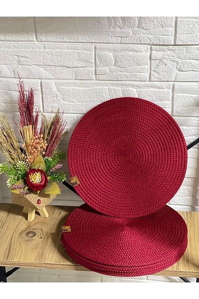 Metasupla 6 Pieces Red Jute Plates / American Service Lux Presentation Plates