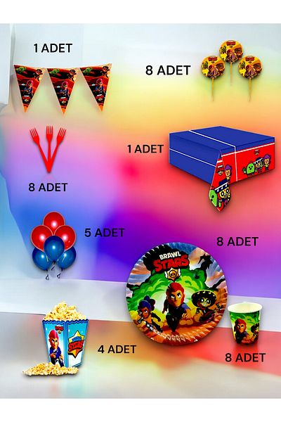 VibeHome 8 Person Brawlstars Themed Luxury Set - Birthday Party and Fun Events