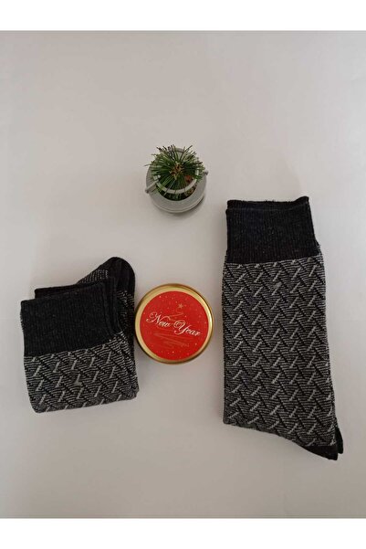 ENEFENDİ Мъжки зимни термо чорапи от агнешка вълна с аромат, с дебел десен