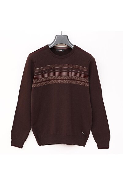 Dio Rise Мъжки пуловер с дълъг ръкав, прилепващ крой и велосипедна яка - 189406 - Кафяв