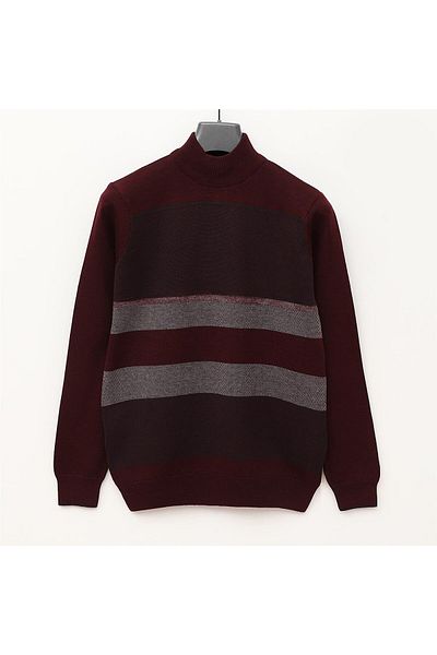 Dio Rise Men's Raffless Long Sleeve Slim Crew Neck Sweatshirt - 180981   - Dark Burgundy