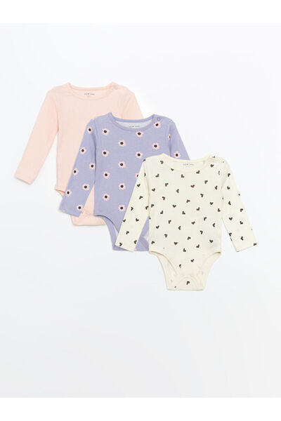 LC Waikiki LCW baby Bisiklet Yaka Kız Bebek Çıtçıtlı Body 3'lü