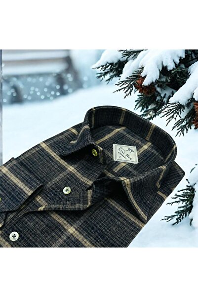 EREN STYLE Cămașă de iarnă pentru bărbați pentru lemne (forma obișnuită)