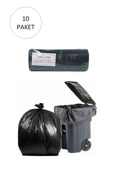 Easy Tedarik Hantal Size Garbage Bag 100 x 150 cm 10 Pieces Roll x 10 Pack = 100 Pieces (Black)
