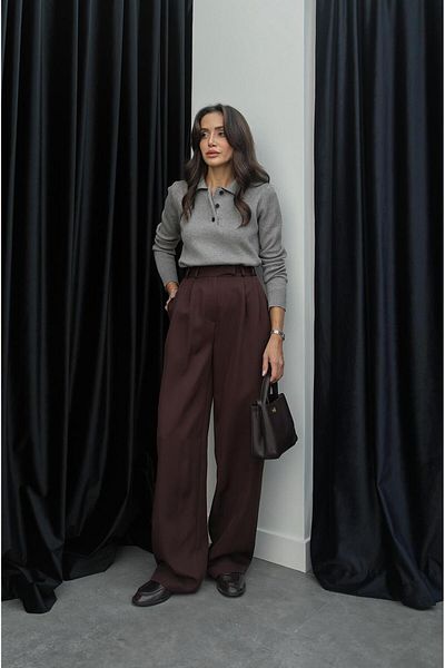 Havoş Παντελόνι Palazzo με πλισέ Bitter Brown