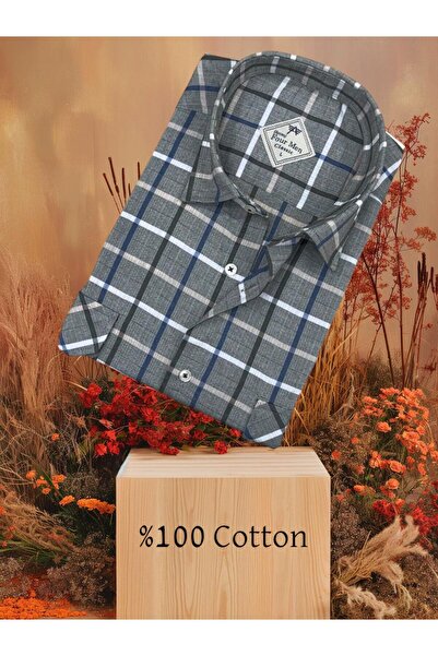 EREN STYLE Cămașă pentru bărbați cu mânecă lungă, cu buzunar dublu, acoperită cu bumbac de iarnă (model obișnuit)