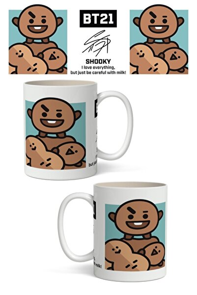Toyaso كوب أبيض بتصميم صدمي BT21 هدية لصديق الحبيب