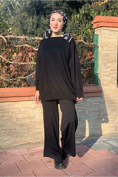 Moda Rosa 25K4420 - Black - Glittery Knitwear Tunic