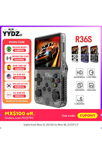 Genel Markalar R36S Retro Handheld Video Game Console Linux System 3.5 Inch IPS Screen Portable Pocket Video Pla...