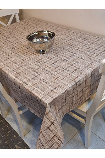 Başak Ev Tekstili Fiber Pvc Oilcloth - Patterned Erasable Tablecloth (Light Brown)