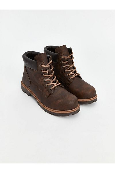 LC Waikiki Lcw Steps Brown Lace-Up Leather Look Men's Boots