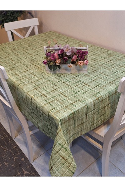Başak Ev Tekstili Fiber Pvc Oilcloth - Patterned Erasable Tablecloth (Green)