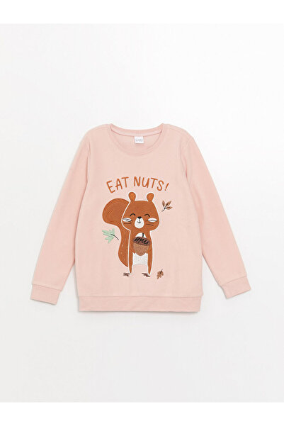 LC Waikiki Pink Crew Neck Fleece Girl's Pajama Set