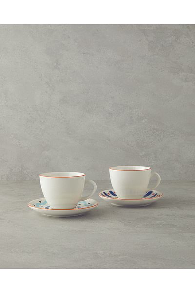 English Home Set de căni din porțelan Mixed Lines 4 piese pentru 2 persoane colorate