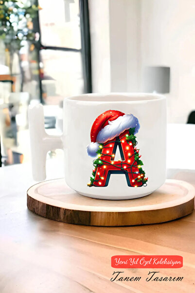 Tanem Tasarım كوب سيراميك بمقبض على شكل حرف T مع تصميم رأس السنة الجديدة وعيد الميلاد 3