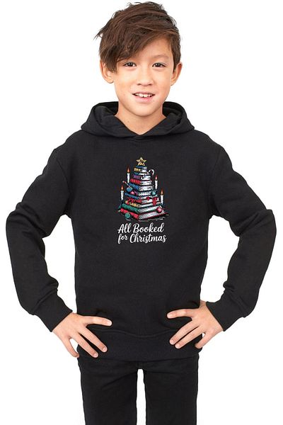 Tshirthane Черен детски суичър с качулка 3ip - Всичко е резервирано за Коледа