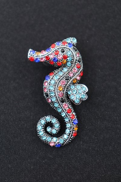 KEEBA Okyanusun tılsımı Denizatı broş kristal taşlı unisex erkek kadın yaka i...