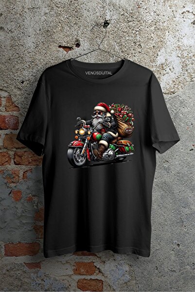 venüsdijital Πρωτοχρονιάτικο μπλουζάκι Biker Santa - Πρωτοχρονιάτικο T-Shirt