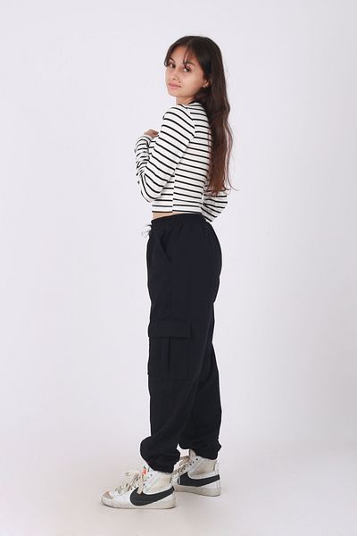 han elegant Pantaloni de trening cu buzunare cargo și set pentru fete cu crop