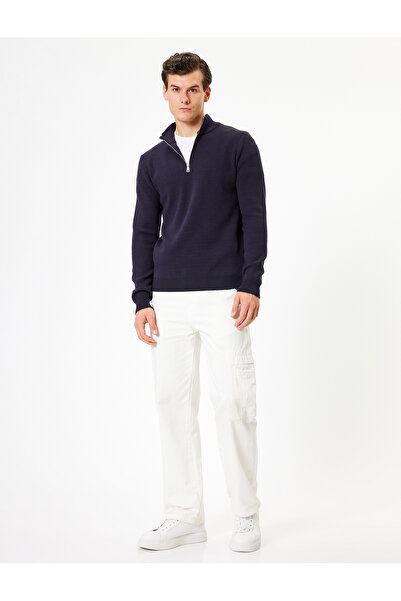 Koton Basic-Strickpullover – halber Reißverschluss, lange Ärmel