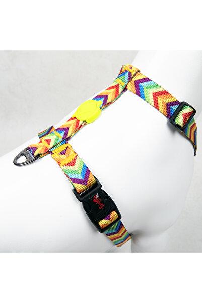 Tailpetz Rainbow H-tipi Göğüs Tasması Ayarlanabilir, Konforlu Ve Dayanıklı Desenli Köpek Tasması