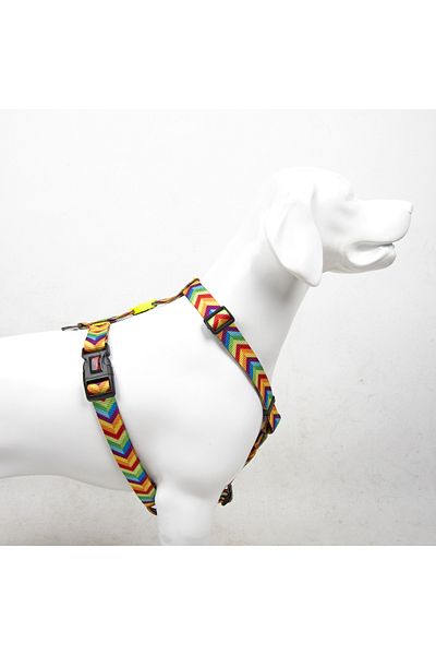 Tailpetz Rainbow H-Type Chest Collar Adjustable, Comfortable and Durable Patterned Dog Collar